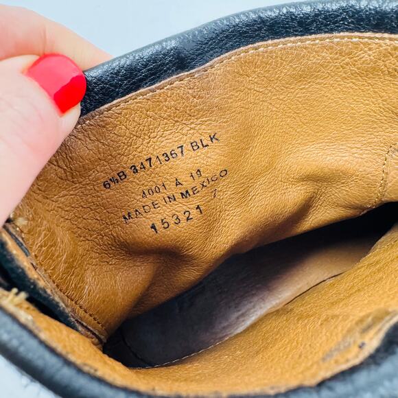 Frye Leather Moto Harness Biker Boots Black Ankle Zip Pull-On Style Size 6.5B - Picture 7 of 11